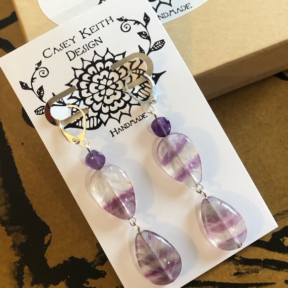 Fluorite & Amethyst Earrings